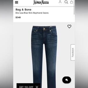 Rag and Bone Dre Low Rise Slim Boyfriend Jeans